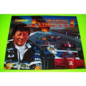Mario Andretti Pinball Machine Translite Art Sheet Nascar Original NOS
